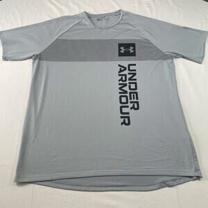 Under Armour Mens Shirt Gray XL Loose Fit Heat Gear Short Sleeve